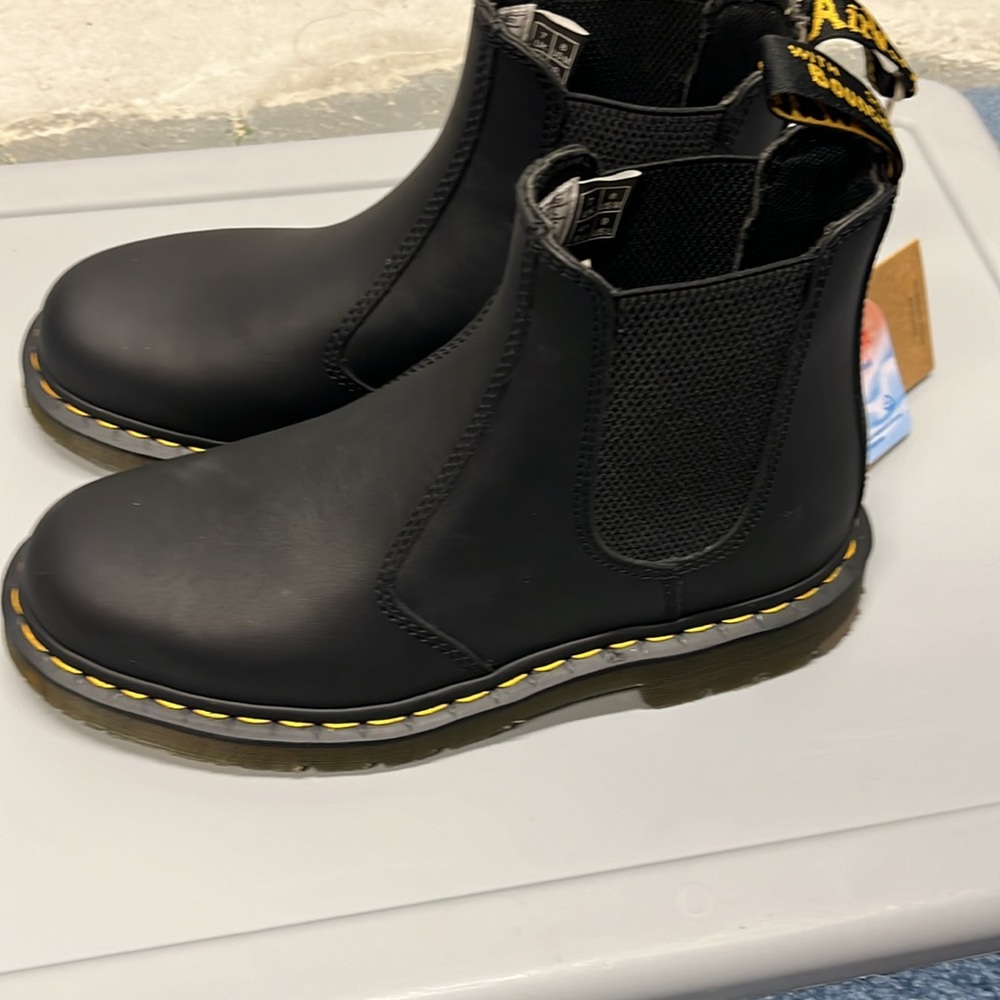 Dr. Martens Black Chelsea Boots with Yellow Accents